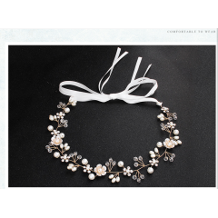 amazon ins fancy custom white flower handmade Crystal wedding Bridal bridal headband pearl