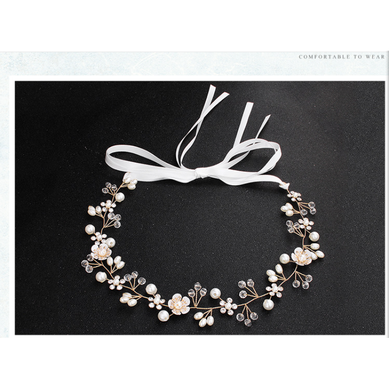 amazon ins fancy custom white flower handmade Crystal wedding Bridal bridal headband pearl amazon ins fancy custom white flower handmade Crystal wedding Bridal bridal headband pearl