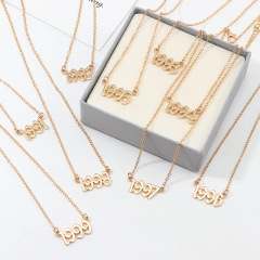 Amazon hot sale custom vintage fashion jewelry birth year numbers necklaces for women or men