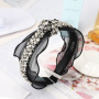 Yiwu hair accessories hot black lace bow gray pearl beads headbands Yiwu hair accessories hot black lace bow gray pearl beads headbands