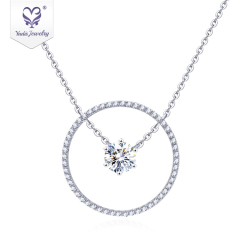 jewelry rose gold 18k plated Hoop Moissanite diamond pendant necklace