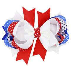 American flag style red and blue bows knot hair clips for girls hair accessories