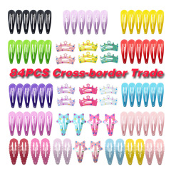 Korean hot ins natural children paint hair accessories BB clip drop shaped crown star hair clip set