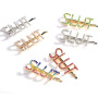 Amazon hot sale fancy custom girls pearl colorful crystal hair pins with word
