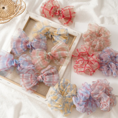 Summer hot sale gauze lattice organza bow hair clips for beautiful girls
