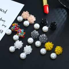 Bohemian national style exaggerated dangler women beads modern pearl earring Bohemian national style exaggerated dangler women beads modern pearl earring