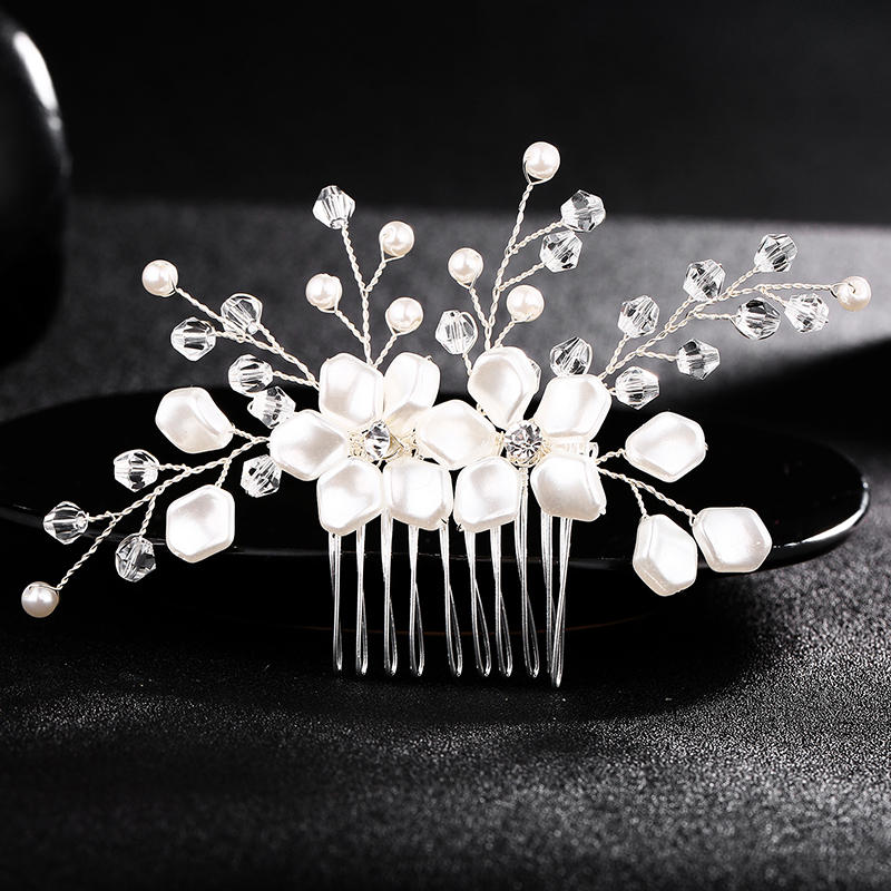 Fashion luxurious flower pearl crystal sliver wed hair accessory side comb Fashion luxurious flower pearl crystal sliver wed hair accessory side comb