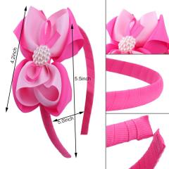 Amazon Hot Sale Colorful Children Fabric Baby Girl Pearl Bows Headbands