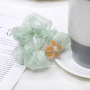 Summer crystal flower yarn elastic hair scrunchies for girls  hair accessories