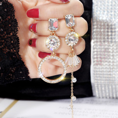 Fashion studded tassel earrings jewelry S925 silver pin rhinestone popular earrings