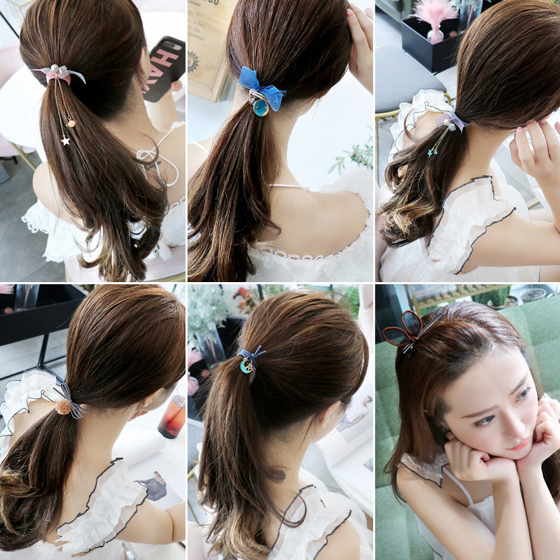 bule kid Glitter Elastic star ponytail holder Scrunchies women Hair ties set