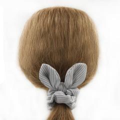 Top sale amazon wholesale custom korean rabbit ears hair holder stripe elastic hair ties