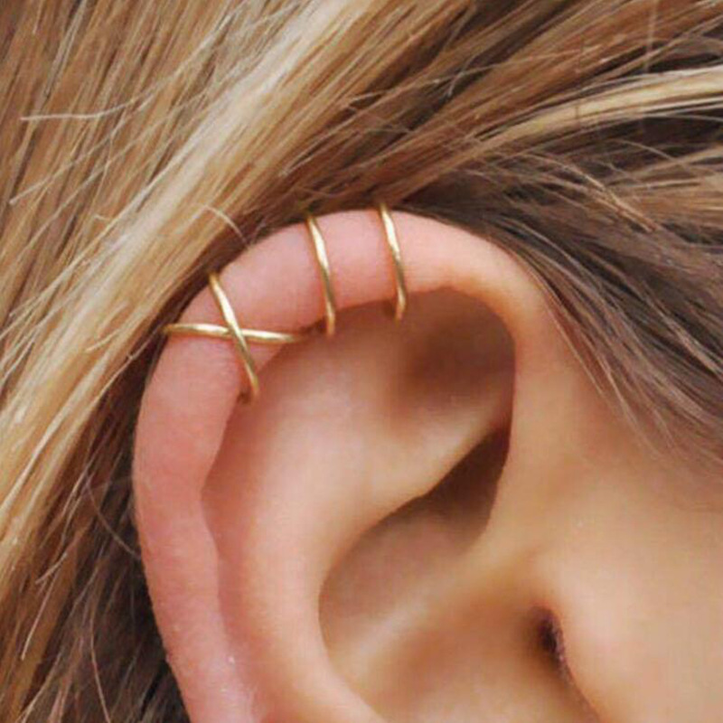 2020 amazon ins Fashion 5pcs C shape body Cheap clip on earrings non piercing cuff earrings loop set jewelry