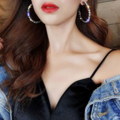 Fashion jewelry simple flash diamond crystal hoop earrings for women