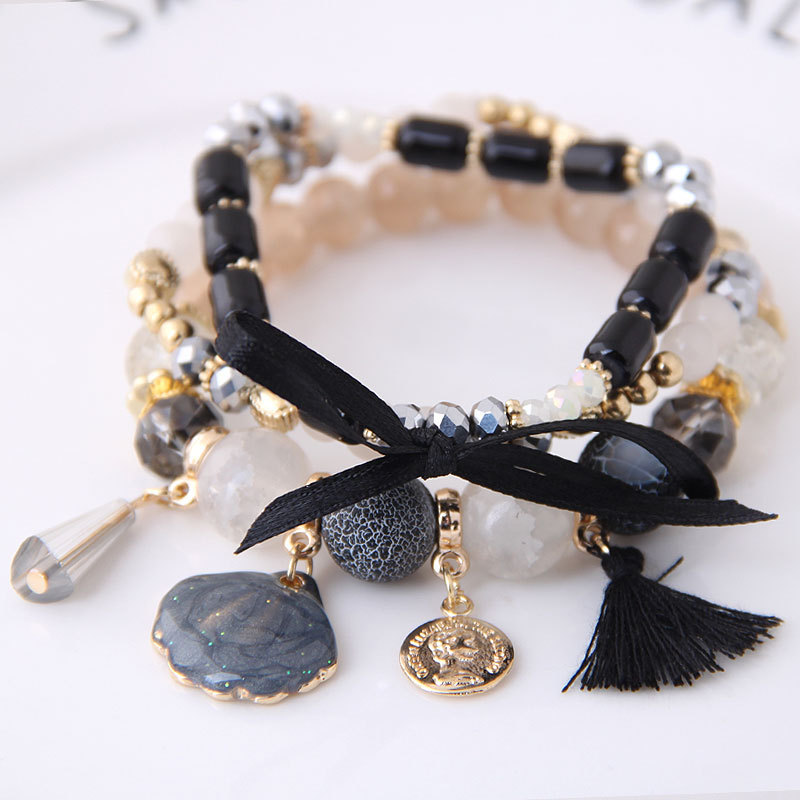 wholesale custom Girls Summer Human Moon Shell Crystal Multi-layer Beads Bracelets