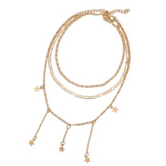 wholesale Amazon ins hot creative retro simple alloy pentagram multi layer necklace