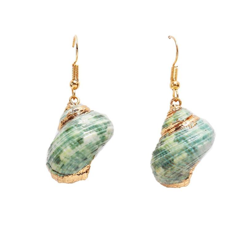 new fashion amazon ins sand beach sea jewelry gold plated pearl counch shell drop earring