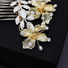 amazon new Luxury fancy custom Gold handmade Crystal Bridal wedding hair comb