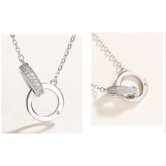 fashion valentine's day christmas gift jewelry lock women zircon 925 silver chain choker