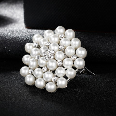 2020 fashion crystal girls alloy flower rhinestone pearl brooches for women