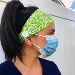 2020 new custom sports yoga elastic button headband for anti-tightening ears lanyard
