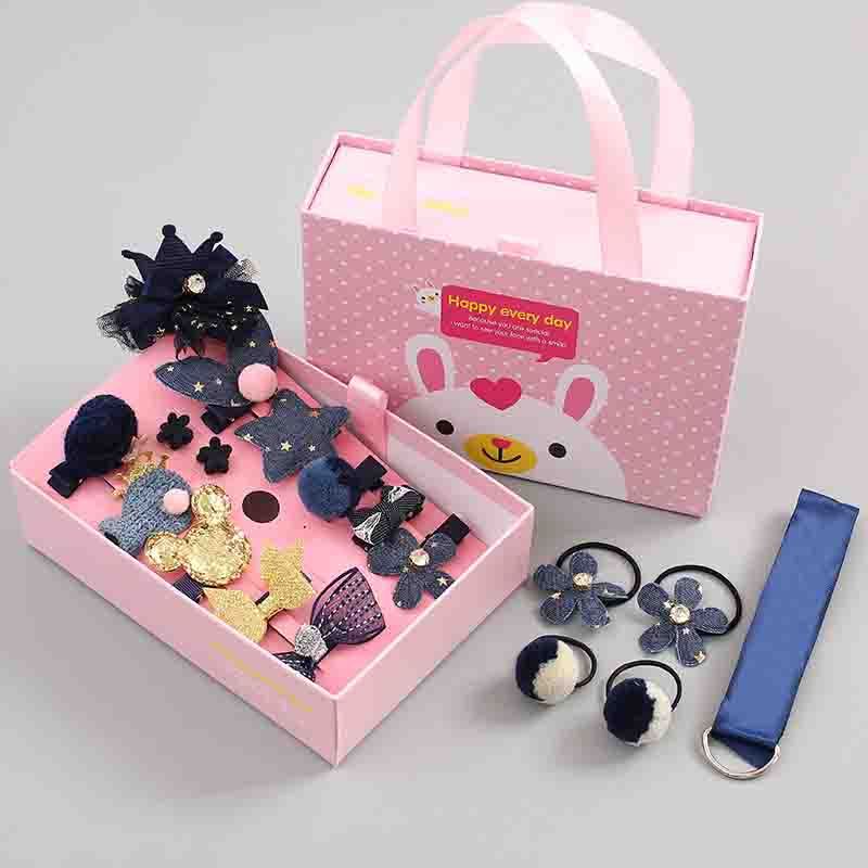 Girls flower hairpin hair clip glitter crown elastic hairband box pack Girls flower hairpin hair clip glitter crown elastic hairband box pack