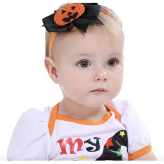 Hot selling halloween wholesale pumpkin elastic kids girls hair accessories headnads