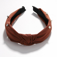 Print Bunny Ears knit Bowknot Hair Accessories Cloth Wrapped women hair band