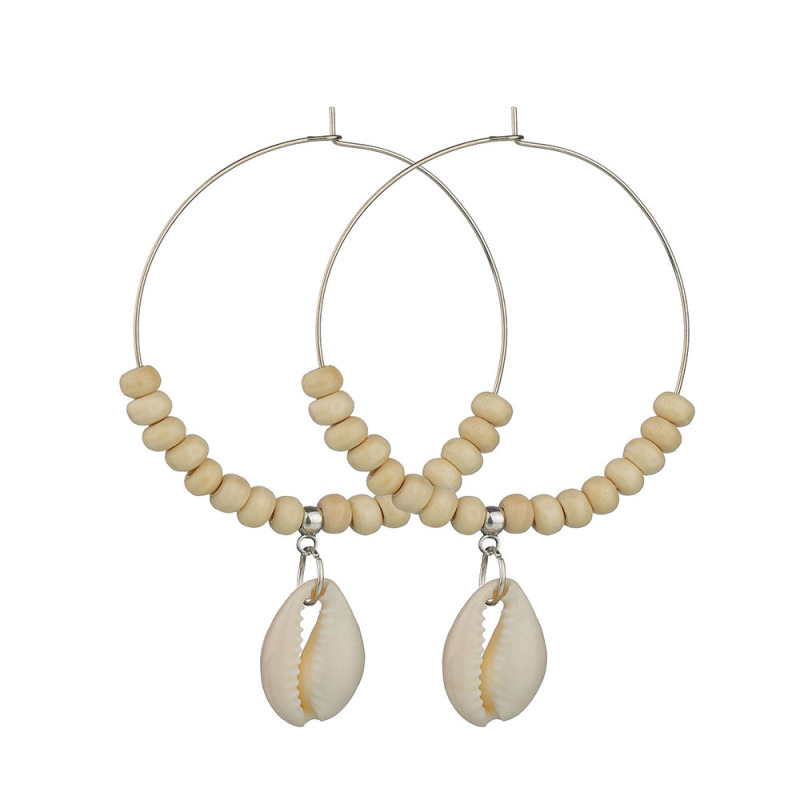 Round gold big hoop bead sea shell earrings for women 2019 new fashion Round gold big hoop bead sea shell earrings for women 2019 new fashion