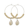 Round gold big hoop bead sea shell earrings for women 2019 new fashion Round gold big hoop bead sea shell earrings for women 2019 new fashion