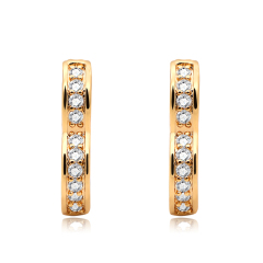 Fashion women trendy cubic zircon gold copper hoop heart love mosaic earrings
