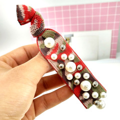 Wholesale Custom High Elastic Leopard Rainbow Pearl Hair Ties For girls