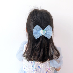 Summer New fruit lattice pleated mesh yarn bow children hair clips for cute girls