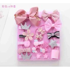 Popular flower hair kids accessories pink box clip set fashion hair clip with box
