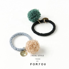 2019 hot sales hair accessories for girls set ball elastic custom printed hair tie with gold piece