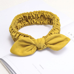 New Women Pure Color Bowknot Girls Female Makeup Fabric Elastic Headbands