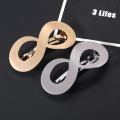 2020 amazon ins fancy Metal Alloy Large Hollow Smooth Surface 8-shaped Ladies Alligator Hair Clip pins Matte for women girls