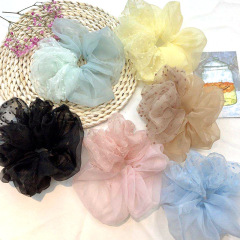 Fashion women hair accessories solid color splice dot Organza lace large scrunchies Fashion women hair accessories solid color splice dot Organza lace large scrunchies