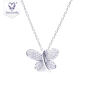 New Wedding 18K White Gold beaded Moissanite butterfly Diamonds Pendant Necklace