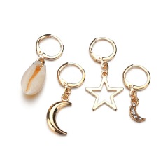 2019 Art deco fashion jewelry for women gold moon star conch sea shell earrings