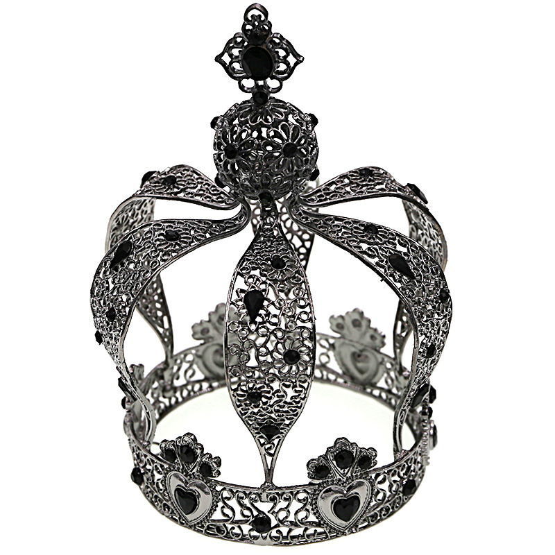wholesale gold Alloy Handmade Wedding Bridal round tall colorful boy king pageant crowns for men