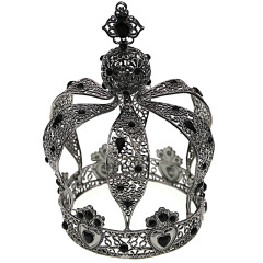 wholesale gold Alloy Handmade Wedding Bridal round tall colorful boy king pageant crowns for men
