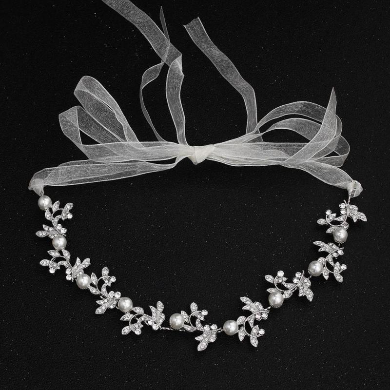 amazon ins fancy custom handmade Crystal rhinestone Bridal wedding head band headband for wedding with pearl