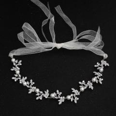 amazon ins fancy custom handmade Crystal rhinestone Bridal wedding head band headband for wedding with pearl