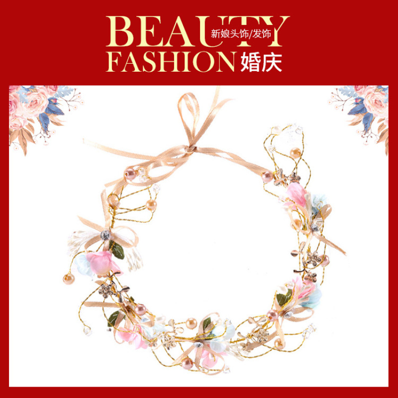 Wholesale cheap korea Rhinestone gold bridal flower floral wedding garland Wholesale cheap korea Rhinestone gold bridal flower floral wedding garland