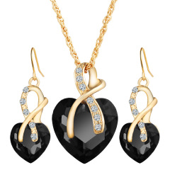 best sell amazon Korean fashion valentine's day christmas gift jewelry silver women zircon necklace set
