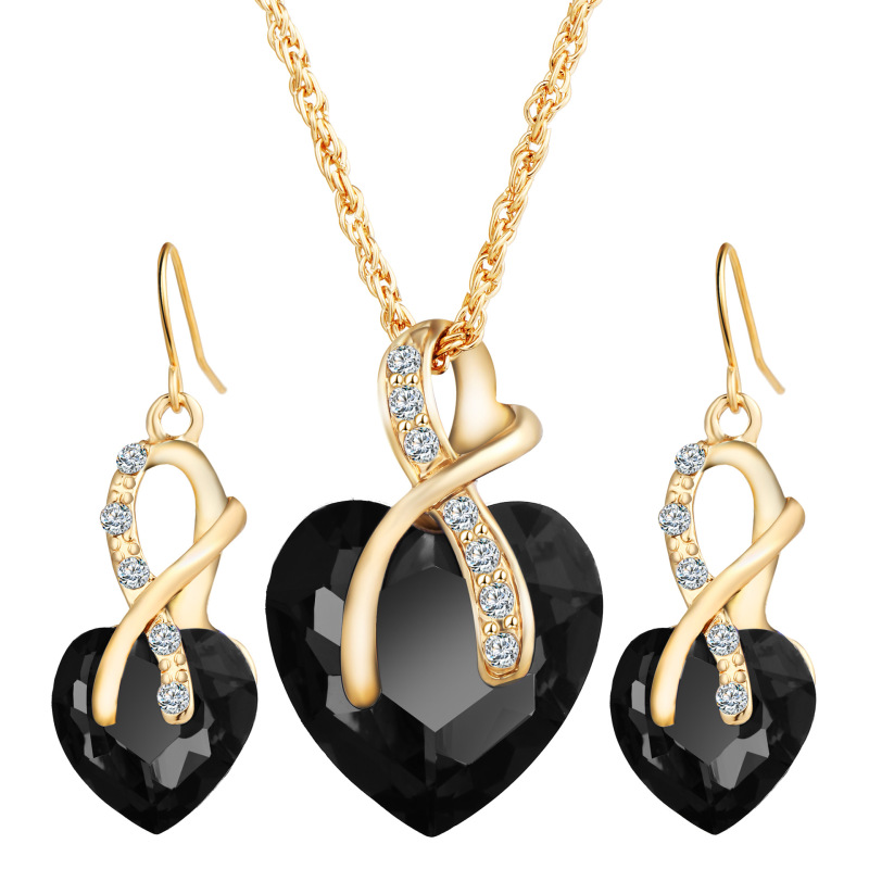 best sell amazon Korean fashion valentine's day christmas gift jewelry silver women zircon necklace set best sell amazon Korean fashion valentine's day christmas gift jewelry silver women zircon necklace set