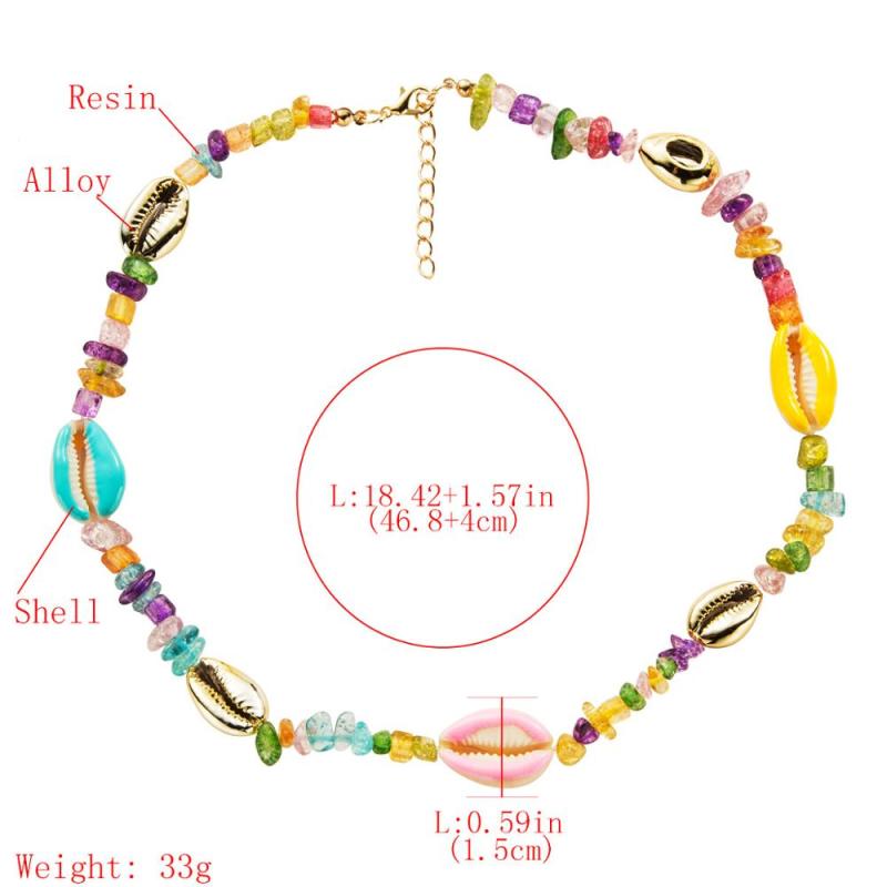 Summer beach fashion jewelry colorful alloy resin shell necklaces for women