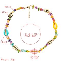 Summer beach fashion jewelry colorful alloy resin shell necklaces for women