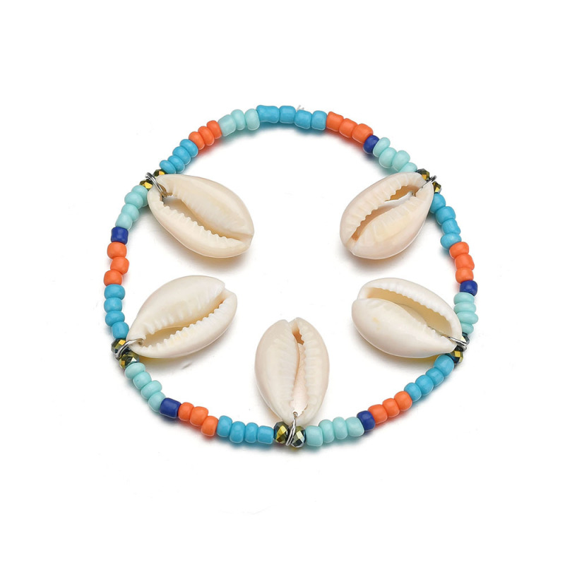 Summer beach simple design jewelry ankle bracelet seed bead shell anklet for women
